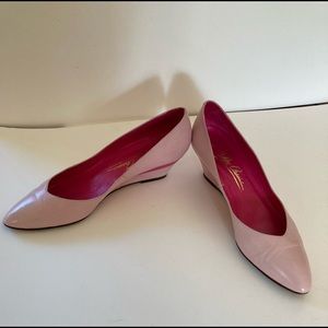 Vintage Oleg Cassini Pink Color Block Wedge Healed shoes.8